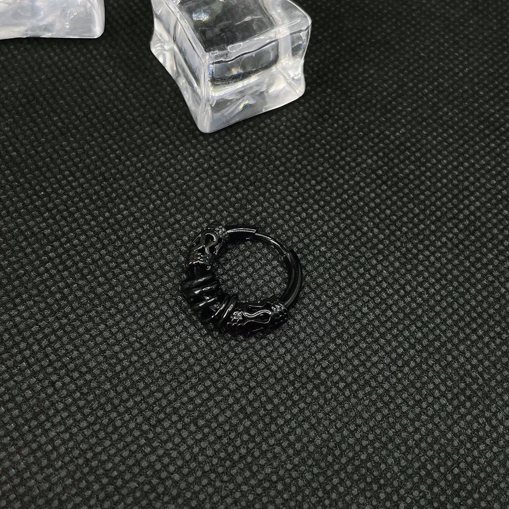 Khuyên tai thép không gỉ tròn hình rồng nhiều màu thời trang hiphop Hàn Quốc dành cho nam nữ