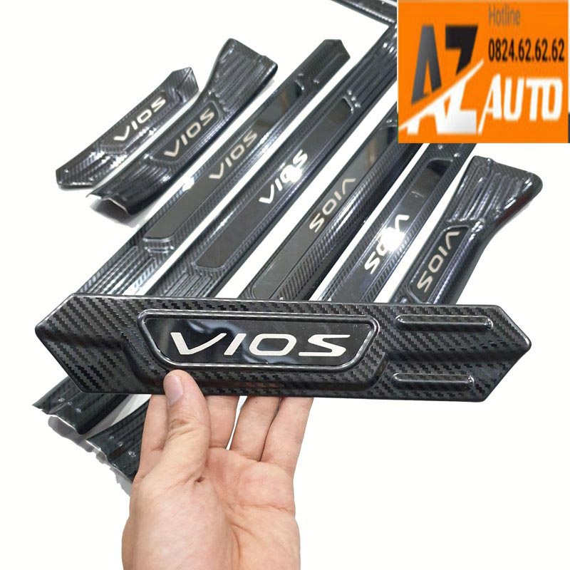 Ốp bậc cửa , Nẹp Bước Chân Toyota Vios 2019 - 2022 Trong, Ngoài Hàng carbon
