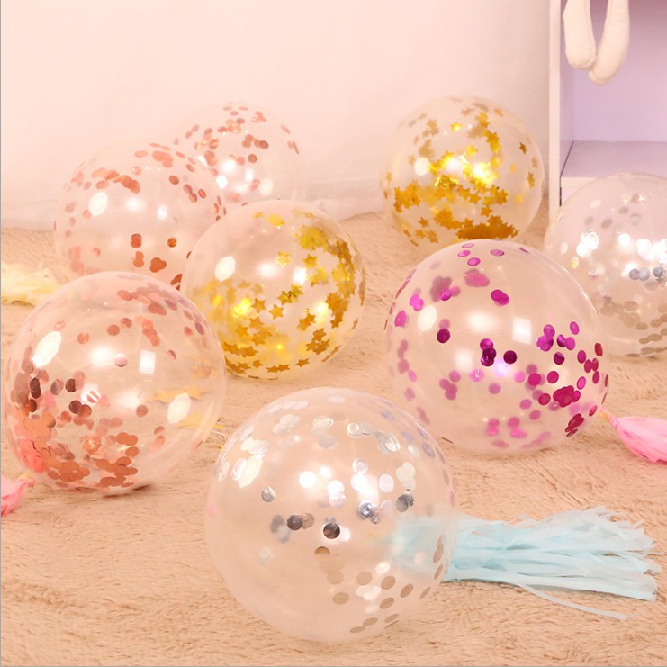 Bong Bóng Latex Trong Suốt 12 Inch Đính sequin Lấp Lánh Dùng Trang Trí Tiệc Cưới