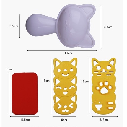 Khuôn làm cơm Bento Nhật chất liệu nhựa cao cấp, tạo hình gấu mèo ngộ nghĩnh cho bé ăn dặm-BaByC