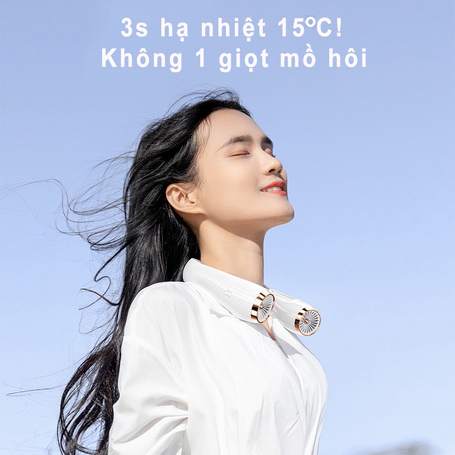 Quạt đeo cổ mini dành cho người tập GYM, thể thao, văn phòng - pin dung lượng lớn 6000-8000mAh sử dụng 15 tiếng liên tục