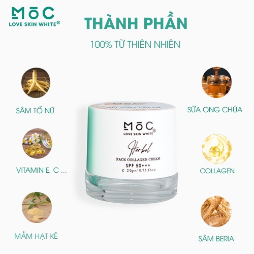 Kem dưỡng trắng da ngừa nám, tàn nhang Collagen Love Skin White Mộc 20g