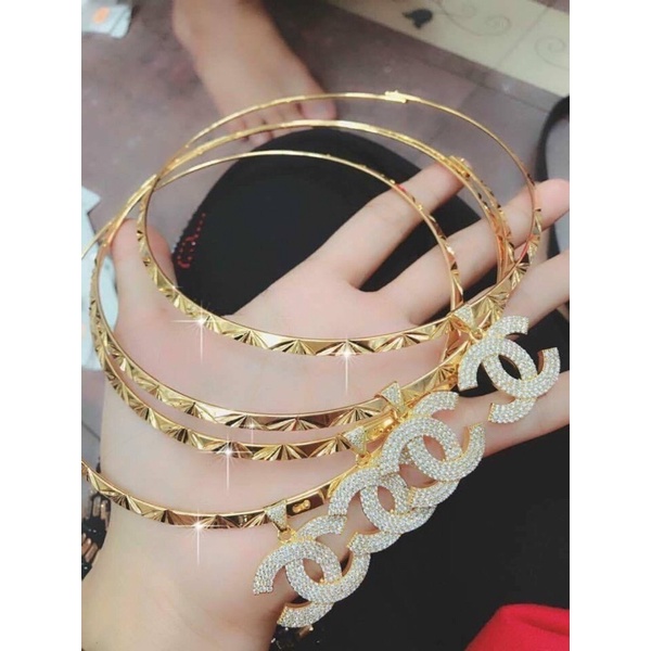 kiềng cổ mặt đính đá cao cấp sang trọng bền màu