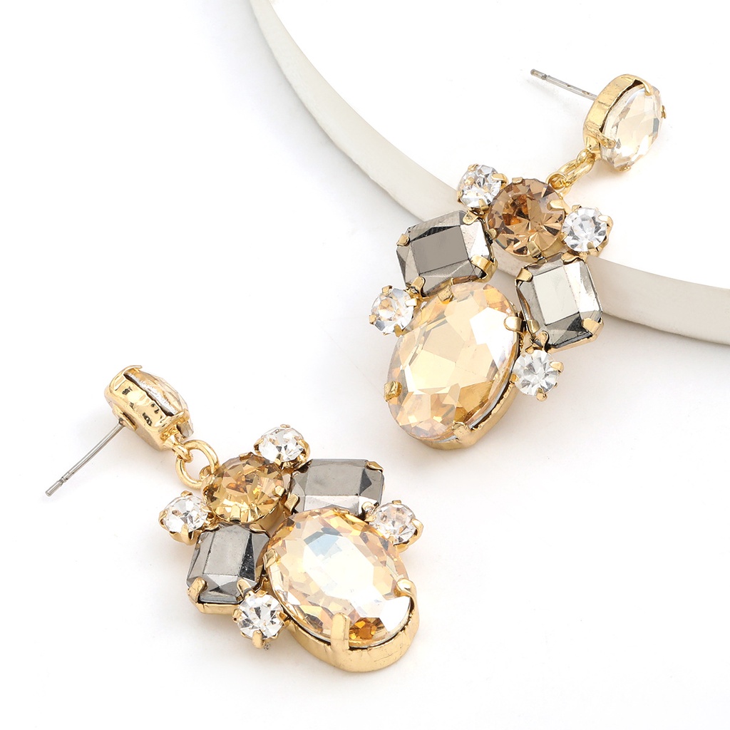 Khuyên tai Pinkdudu PD844 hợp kim đính đá thủy tinh phong cách boho thời trang cho nữ