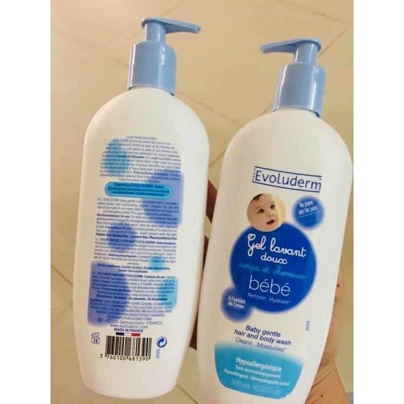 Sữa Tắm Gội Cho Bé  Evoluderm-BéBé Thành Phần Thiên Nhiên 500ml