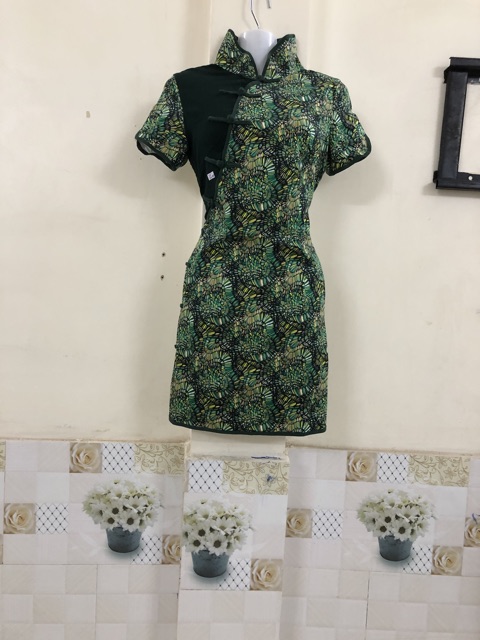 Đầm sườn xám si tuyển  eo 72cm
