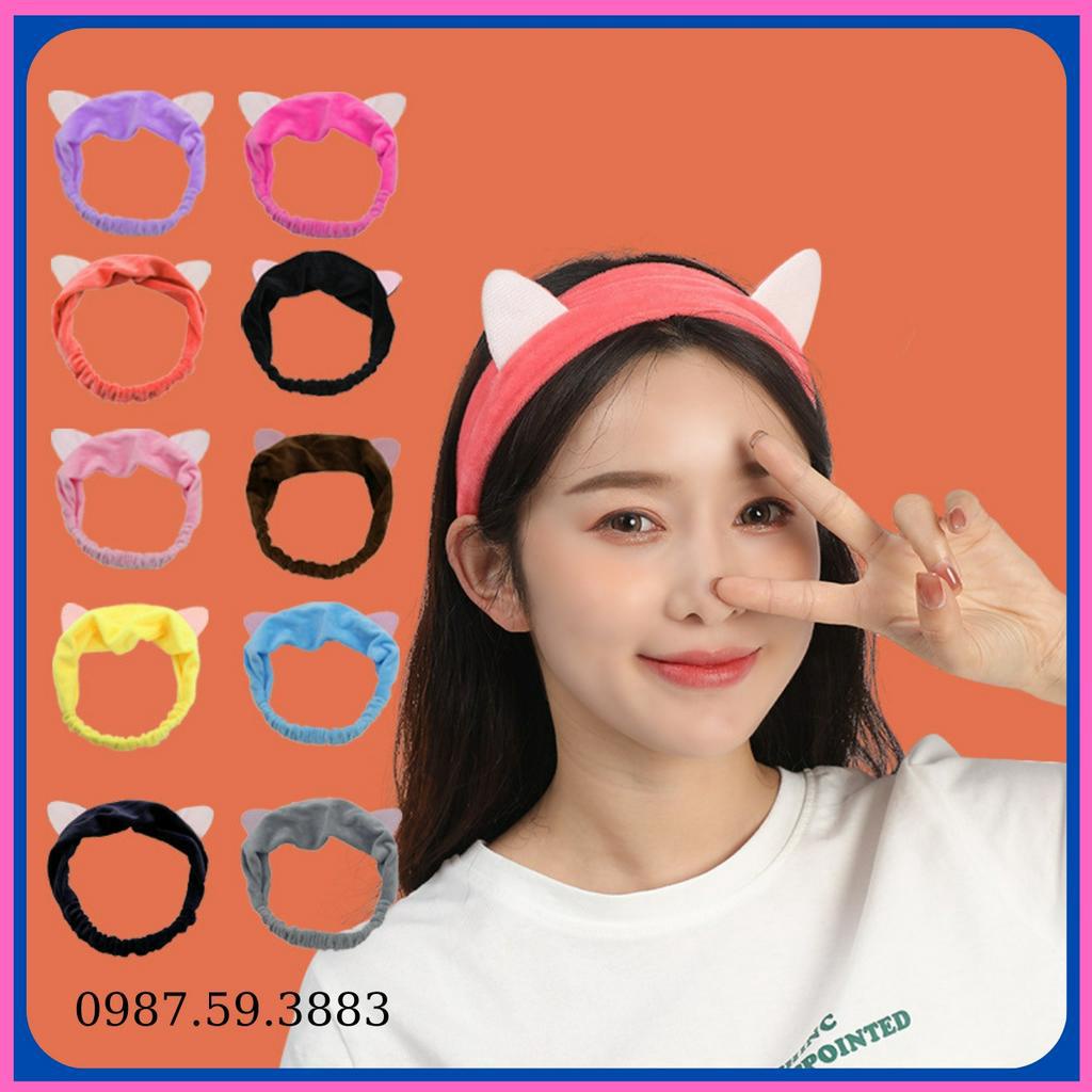 Băng đô rửa mặt, turban hình tai mèo dễ thương