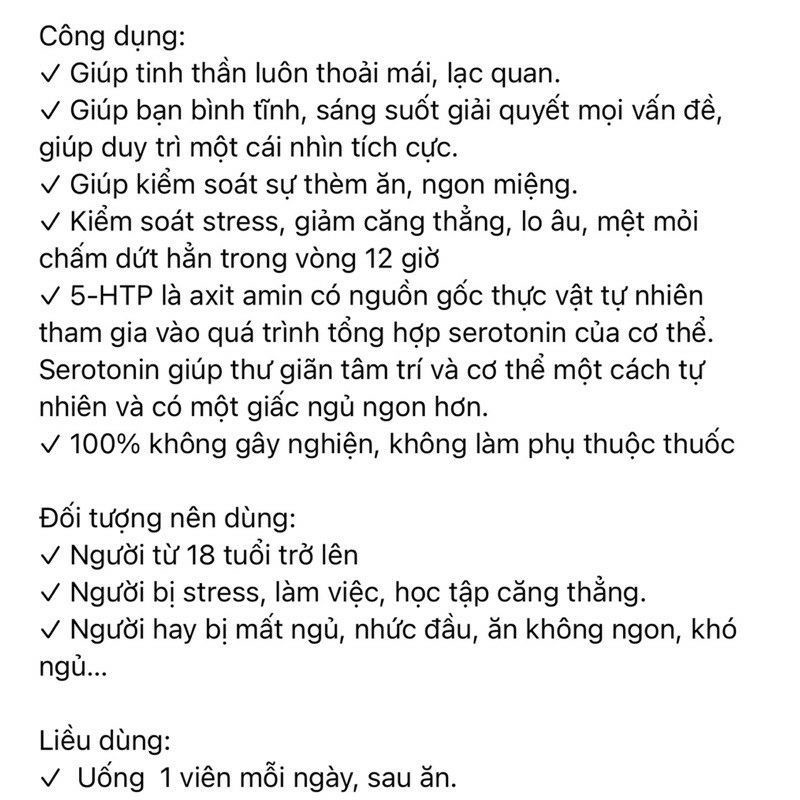 Viên uống giảm stress và tạo hưng phấn Natrol 5-HTP Plus 100mg - 200mg của Mỹ