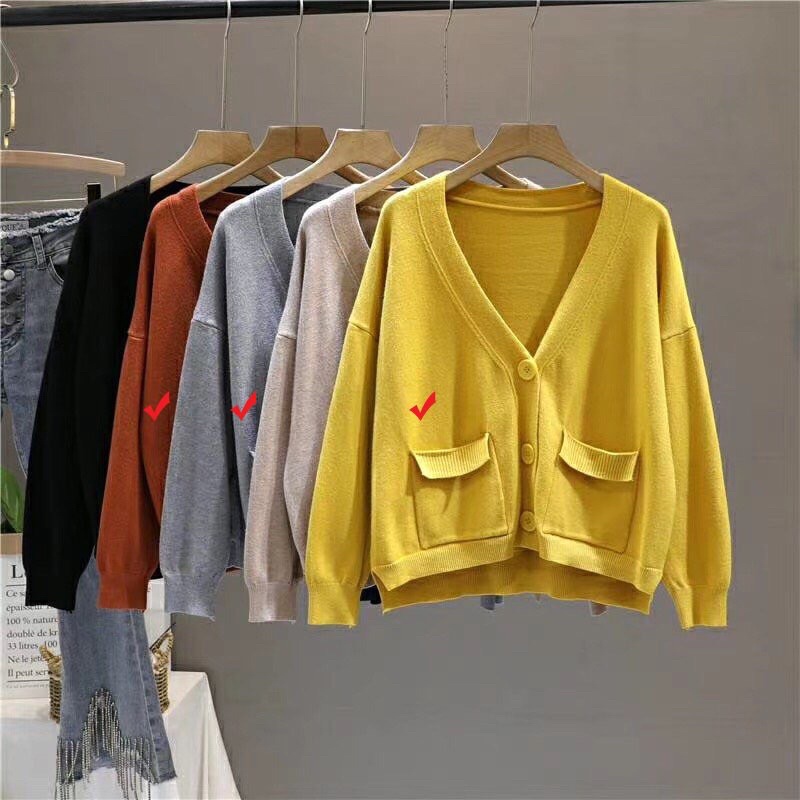 áo khoác len cổ v 2 cúc