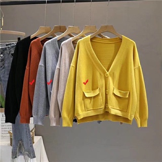 Áo khoác len cổ v 2 cúc