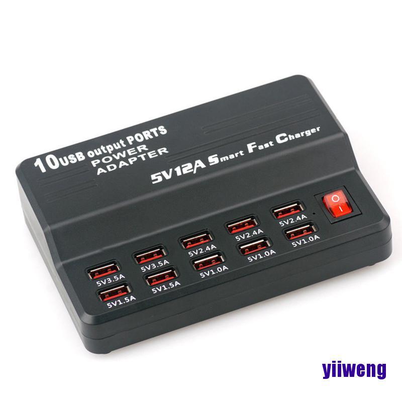 Bộ Chia 10 Cổng Sạc Usb Gắn Tường Tiện Lợi