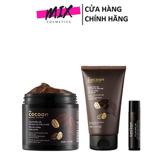 TẨY DA CHẾT TOÀN THÂN 200ML , MẶT Tuýp 150ml, MÔI 5g COCOON Dak Lak Coffee Body Polish,sạch da chết mặt,Tẩy da chết môi.