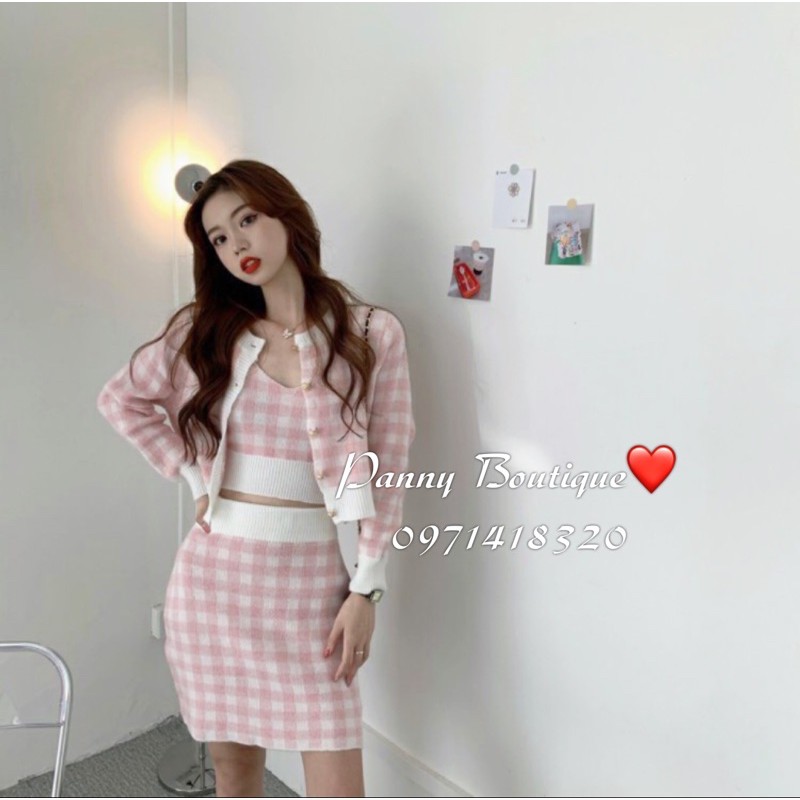 Set bộ 3chi tiết cardigan + áo dây crotop + chân đầm, style ulzzang Hàn Quốc 🌻 Panny Boutique 🌻