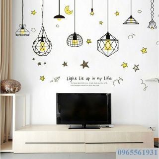 Decal dán tường đèn light lit up vàng