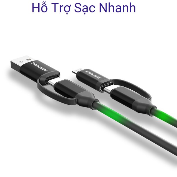 Cáp sạc nhanh S9, Note 9, iPad Pro 2020, điện thoại Android đa năng 4 trong 1 TRONSMART C4N1 dài 1m