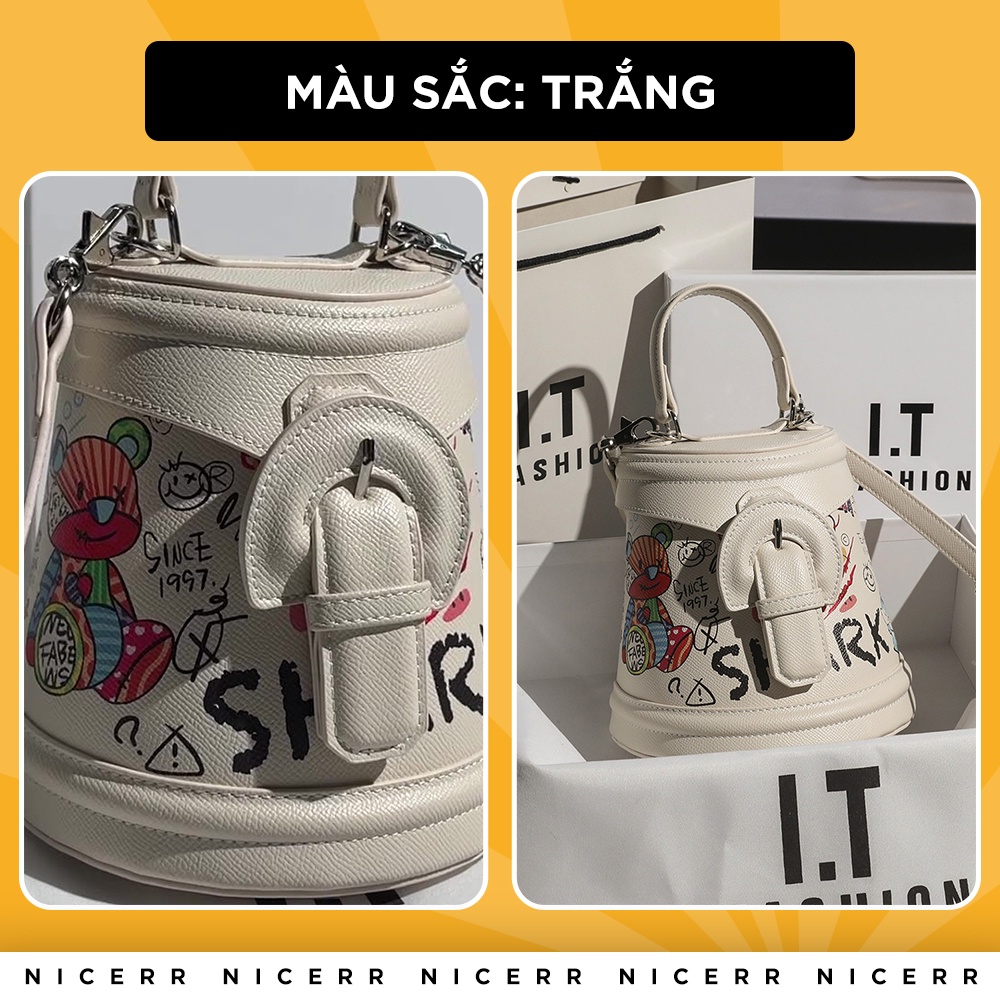 Túi Xách NICERR Da PU Đeo Chéo và Cầm Tay Phong Cách Cá Tính Cho Nữ