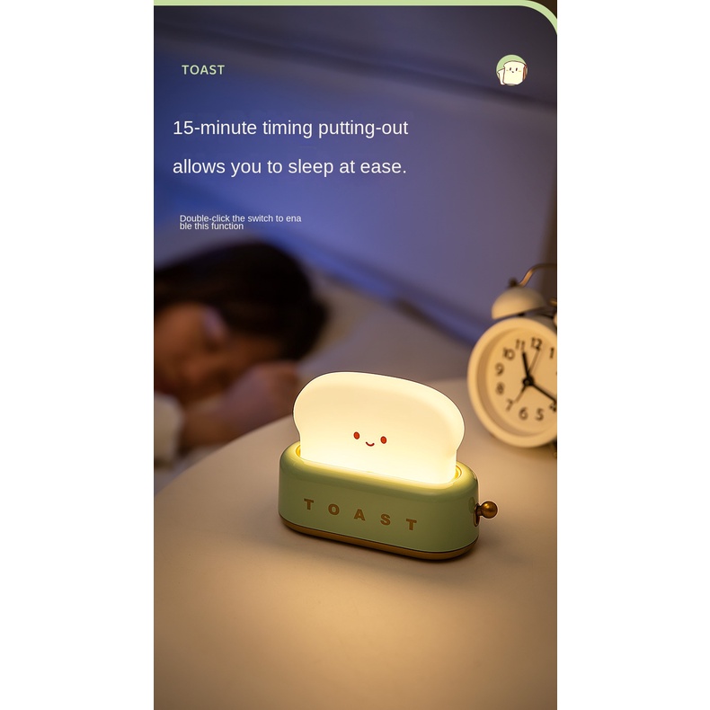 Đèn Ngủ Hình Bánh Mì Nướng Sáng Tạo Có Hẹn Giờ