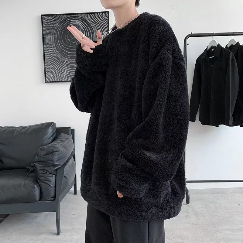 [S-3XL] 2023 Vùng thời trang mới thông thường, Velvet, mịn, màu rắn mềm mại đa năng áo len cổ lọ nam dày Len trên cùng