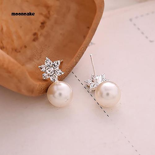 Cặp bông tai đính đá ngọc trai giả thanh lịch cho nữ