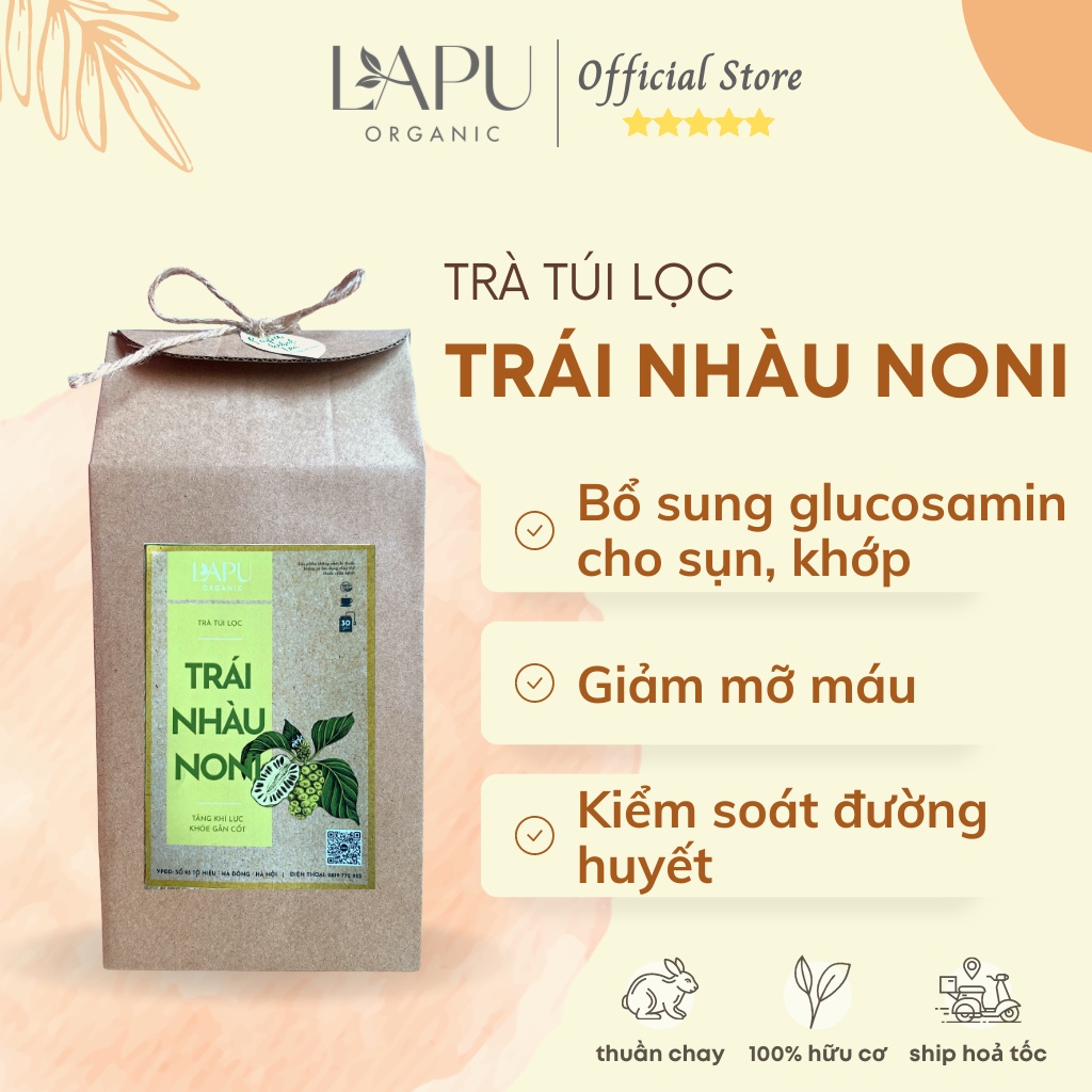 Trà trái nhàu Noni tăng khí lực, khỏe gân cốt  - Trà hỗ trợ xương khớp, giảm mỡ máu, giảm đau -100% thiên nhiên