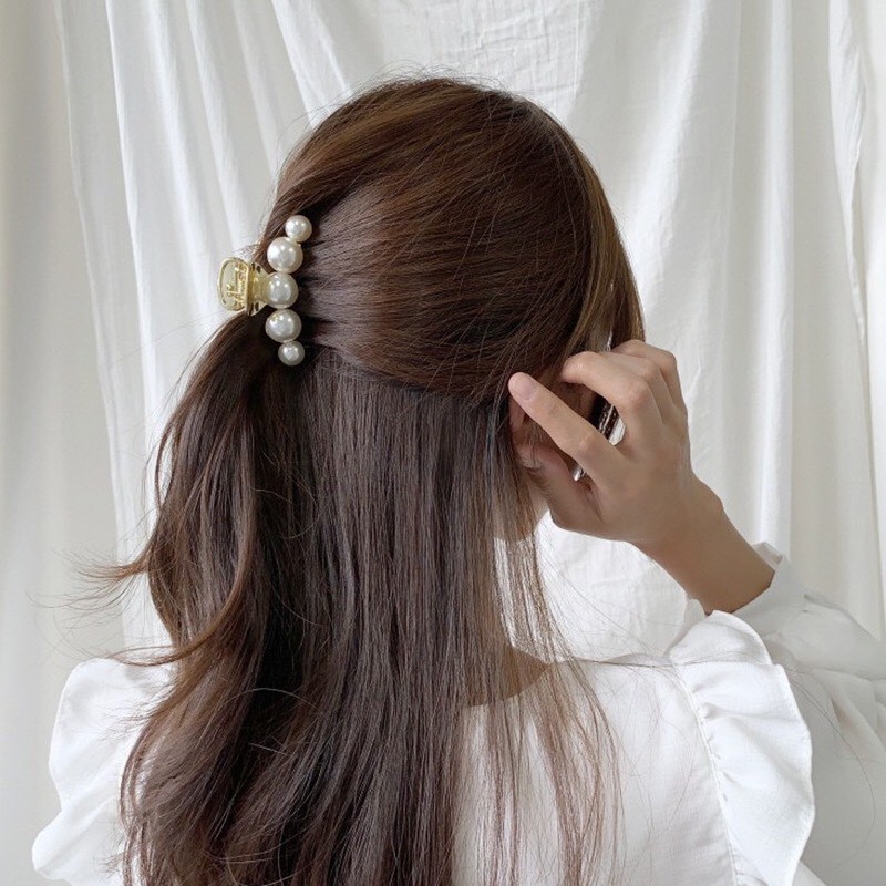 Kẹp Tóc Đính Ngọc Nhân Tạo Thanh Lịch Phong Cách Hàn Quốc DAHABOO KT09
