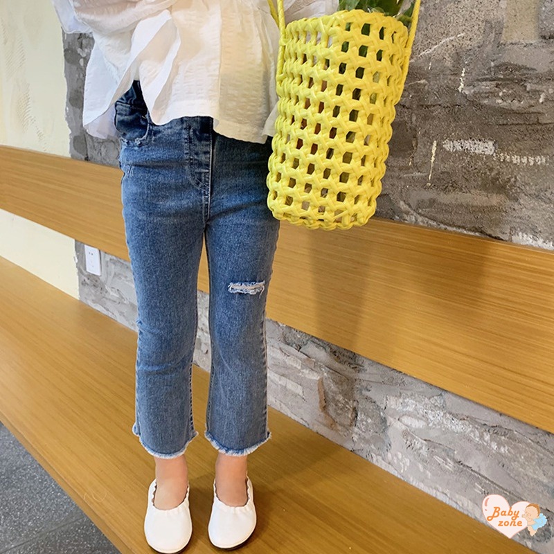 Quần Jeans Rách Ống Loe Thời Trang Cho Bé Gái 1-7 Tuổi