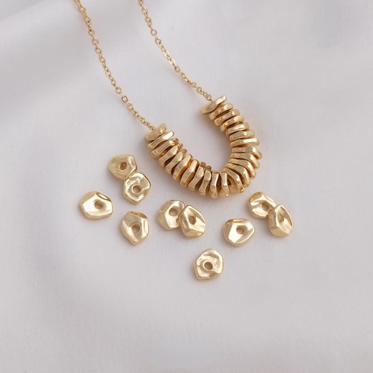 Bộ 10 Hạt Xâu Chuỗi 14K Màu Vàng Đồng Dùng Để Làm Trang Sức diy