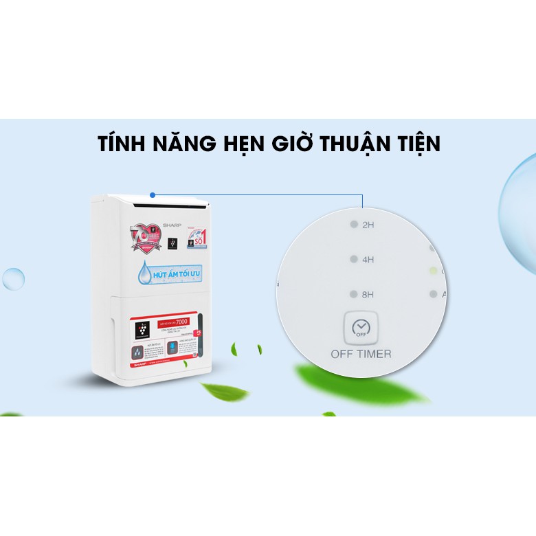 Máy hút ẩm và tạo ion Sharp DW-D12A-W (Hàng chính hãng, Công suất 12 lít/ngày, Diện tích 25m2, Bảo hành 12 tháng)