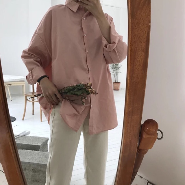 [ sẵn trắng xang ] áo sơ mi form rộng ulzzang / áo sơ mi oversize unisex