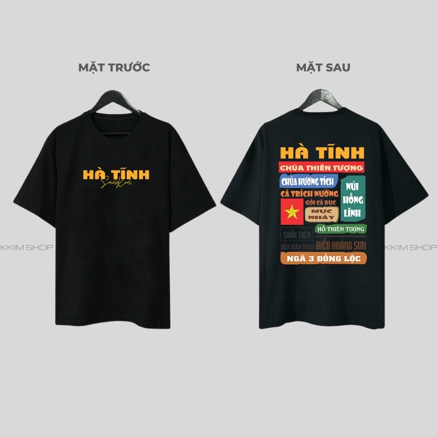 Áo thun tay lỡ HÀ TĨNH, Áo phông 63 tỉnh thành Form rộng oversize, chất liệu Cotton KKIMSHOP