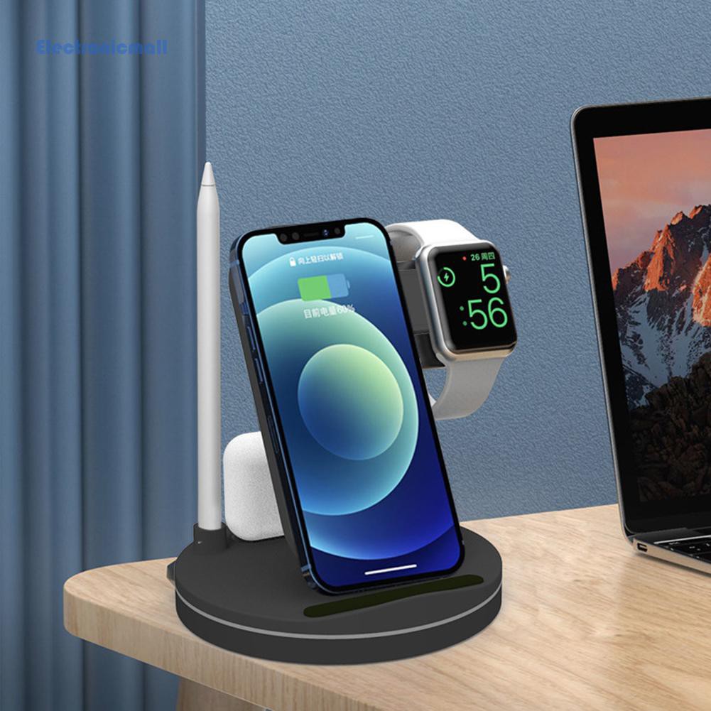 ElectronicMall01 Qi 15W Fast 3 in 1 Wireless Charger Dock Station for iPhone 12 Apple Watch