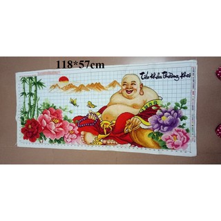 Tranh thêu chữ thập thành phẩm phật di lạc 118*57cm