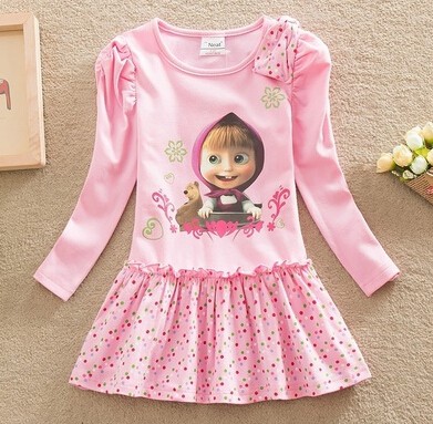 Đầm Bé Gái Tay Ngắn In Hình Búp Bê Masha