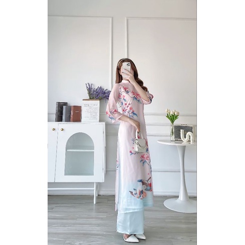 🥰 Áo dài cách tần ra tà thiết kế cao cấp.đính kết nổi tỉ mỉ ( ẢNH SHOP CHỤP 100%) áo dài giá rẻ bán lẻ như sỉ