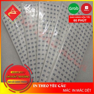 TEM DÁN SIZE SỐ QUẦN ÁO , GIẦY DÉP, DECAN DÁN