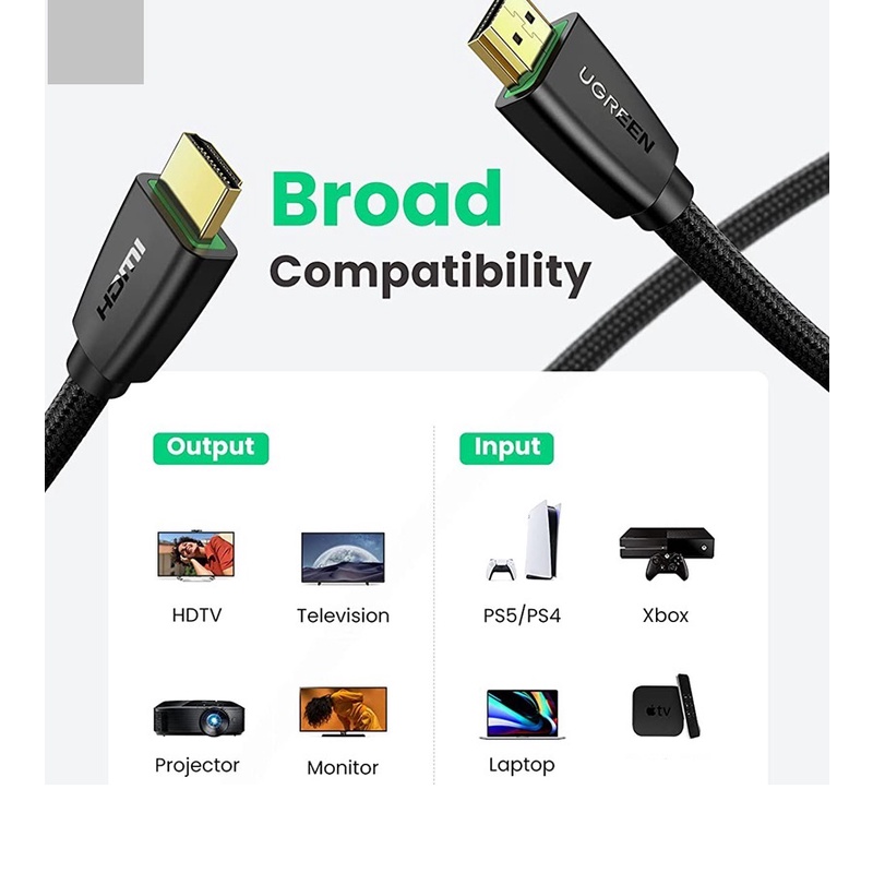 Cáp HDMI 2.0 dài 15m Cao cấp Ugreen 40416 hỗ trợ 3D, 4K - Hàng chính hãng