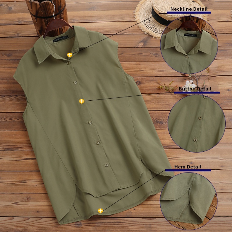 Zanzea Áo Sơ Mi Cổ V Cài Nút Tay Ngắn Thời Trang Cho Nữ