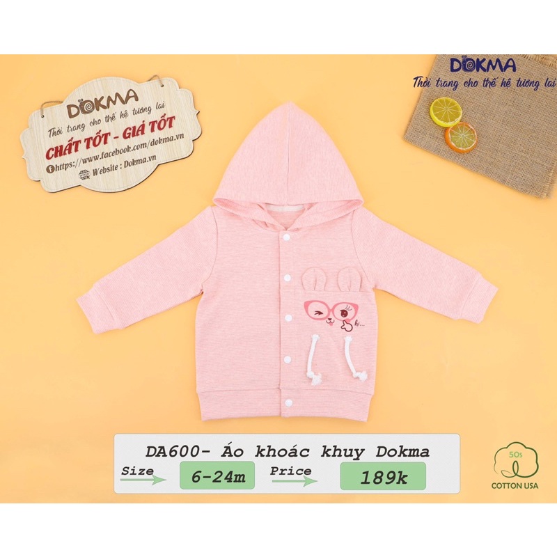 Áo khoác khuy có mũ Dokma cho bé trai bé gái