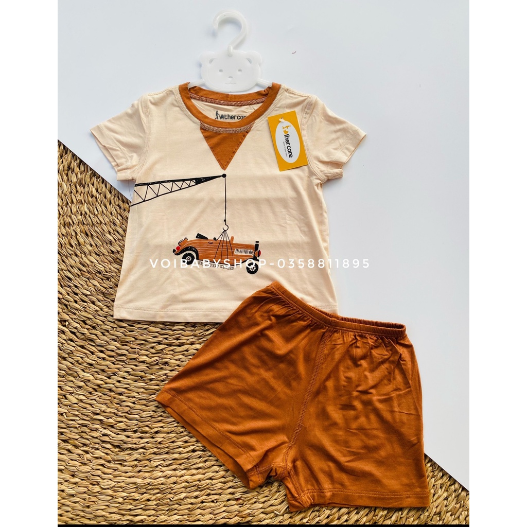 Bộ cộc tay petit họa tiết cổ đáp V cho bé Father Care