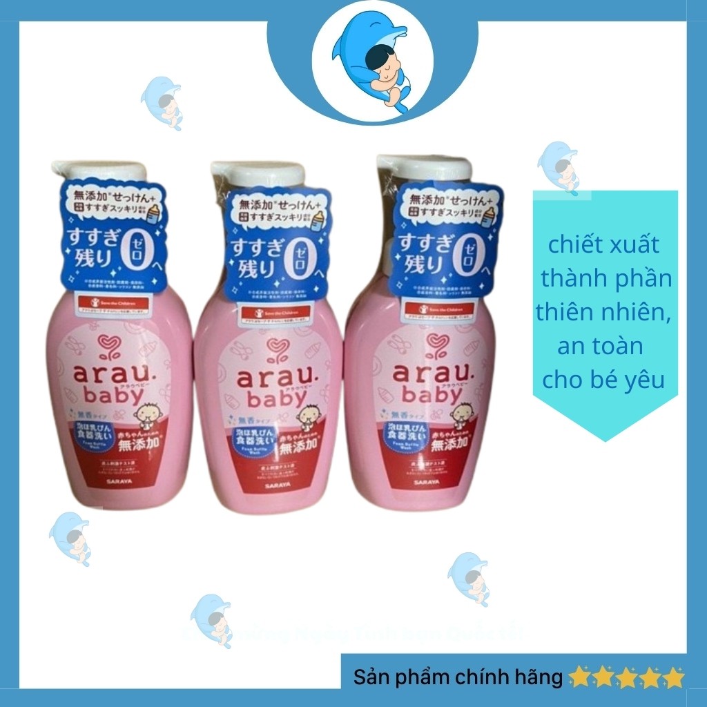 Nước Rửa Bình Sữa Chuyên Dụng Arau Baby Nhật An Toàn Cho Bé Dung Tích Bình 500ml/Túi 450ml