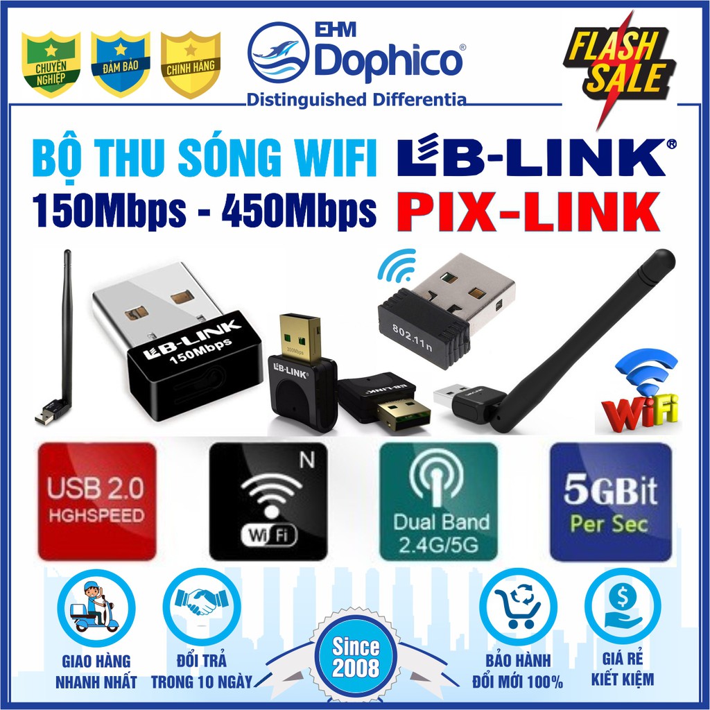 5 Model Bộ thu sóng Wifi LB-Link và Pix-Link – CHÍNH HÃNG – Tốc độ truyền tải không dây từ 150Mbps - 450Mbps