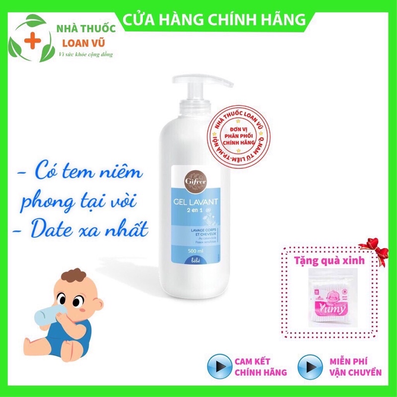 Sữa tắm gội 2 trong 1 cho bé Gifrer Gel Lavant - Tinh chất Cúc Vạn Thọ Vitamin E Kháng khuẩn tăng cường độ ẩm