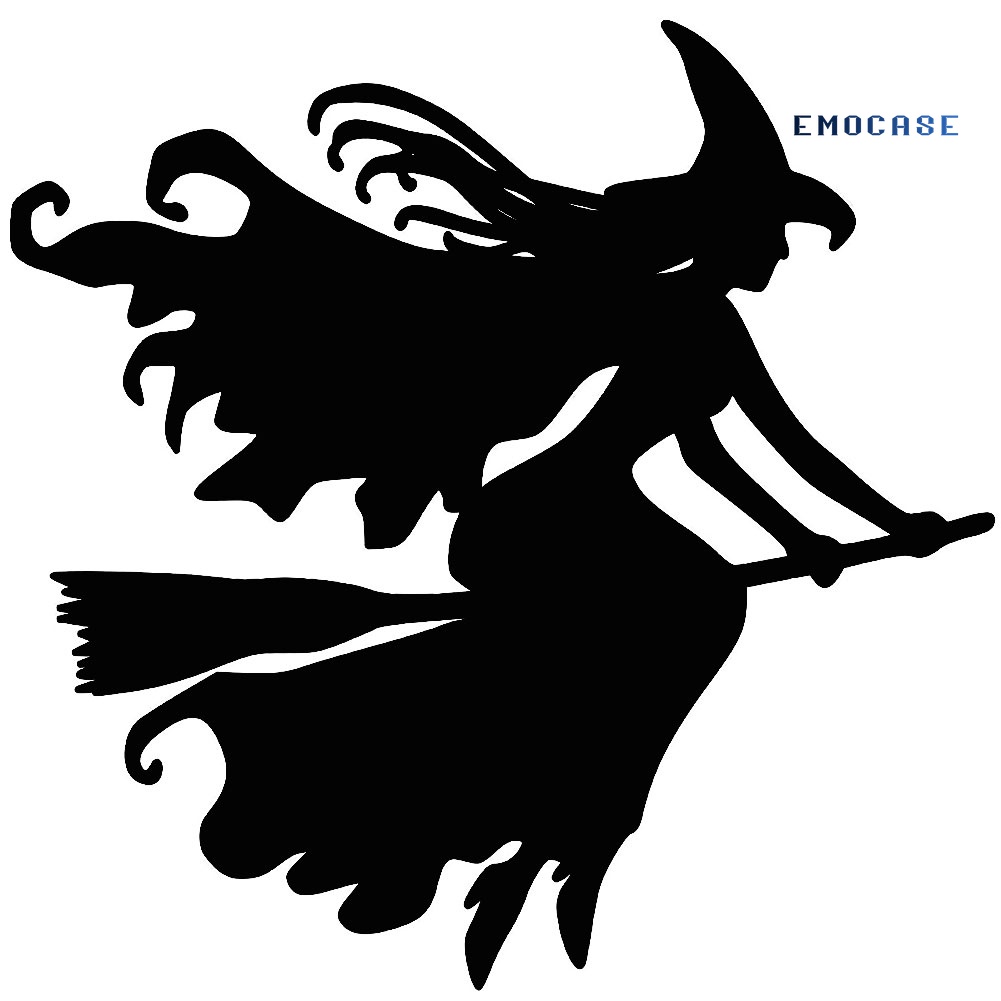 Sticker Phản Quang Họa Tiết NY-Witch on Broomstick Trang Trí Xe Hơi Phong Cách Halloween