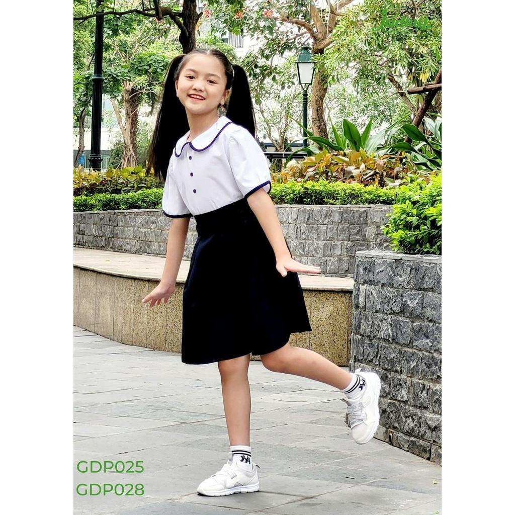 Chân váy học sinh xếp li màu xanh đen có lót quần cho bé gái tiểu học, trung học cơ sở Jadiny