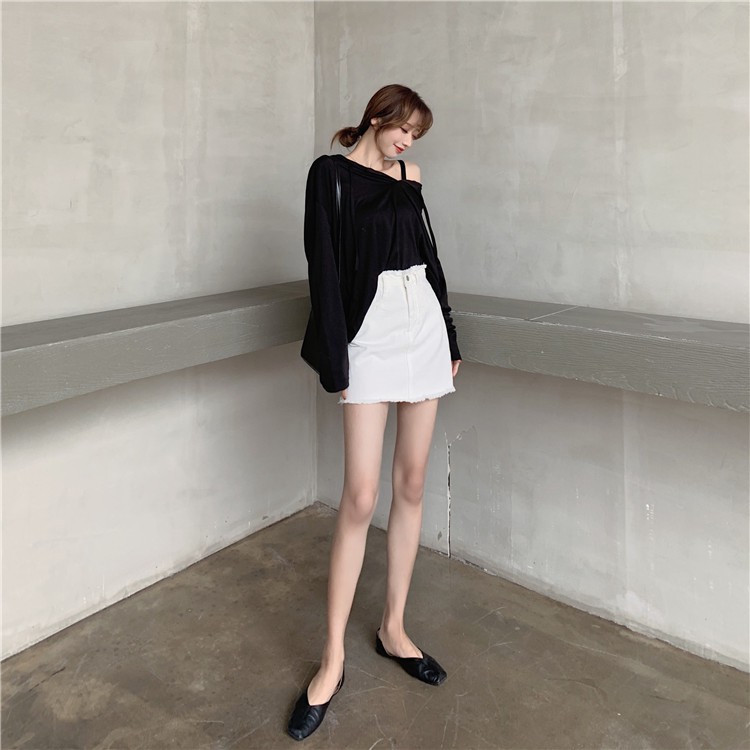 Chân Váy Denim Xiaozhainv Chữ A Lưng Cao Thời Trang Cho Nữ | BigBuy360 - bigbuy360.vn