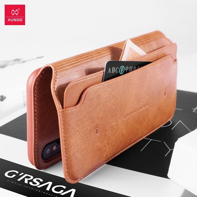 Bao Da Ví Có Ngăn Cài Thẻ Iphone Từ 7 Plus Đến 15 Pro Max Hãng XUNDD Bền Đẹp Sang Trọng