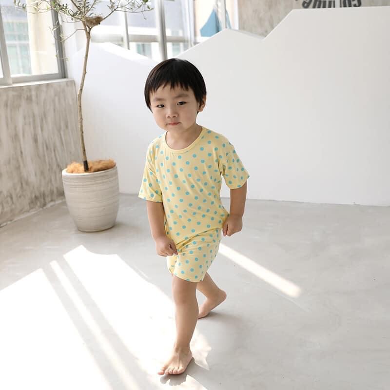 ĐỒ BỘ BÉ GÁI BÉ TRAI VẢI THUN LẠNH CHẤM BI QUẦN ÁO TRẺ EM BỘ NGẮN TAY CHO BÉ MẶC NHÀ PHONG CÁCH HÀN QUỐC DC STORE