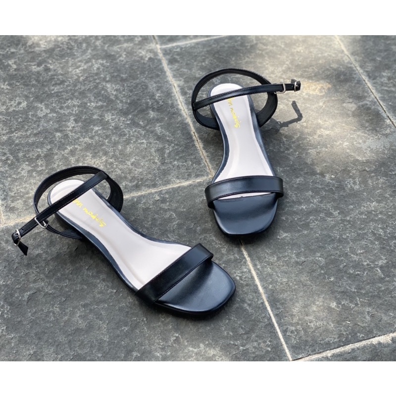 Giày sandal nữ cao gót 2 phân quai mảnh gót vuông mũi vuông thời trang hàn quốc đẹp cao cấp Ann models _A31