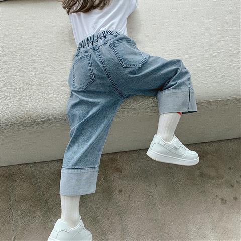 Quần jeans ống rộng thời trang xuân thu mới cho bé gái 2021