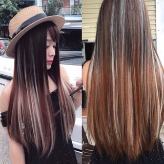 tóc giả Nguyên đầu line vàng thẳng+lưới trùm